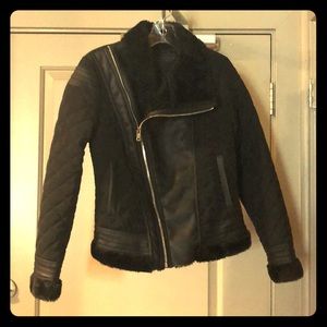 Black faux fur lined jacket